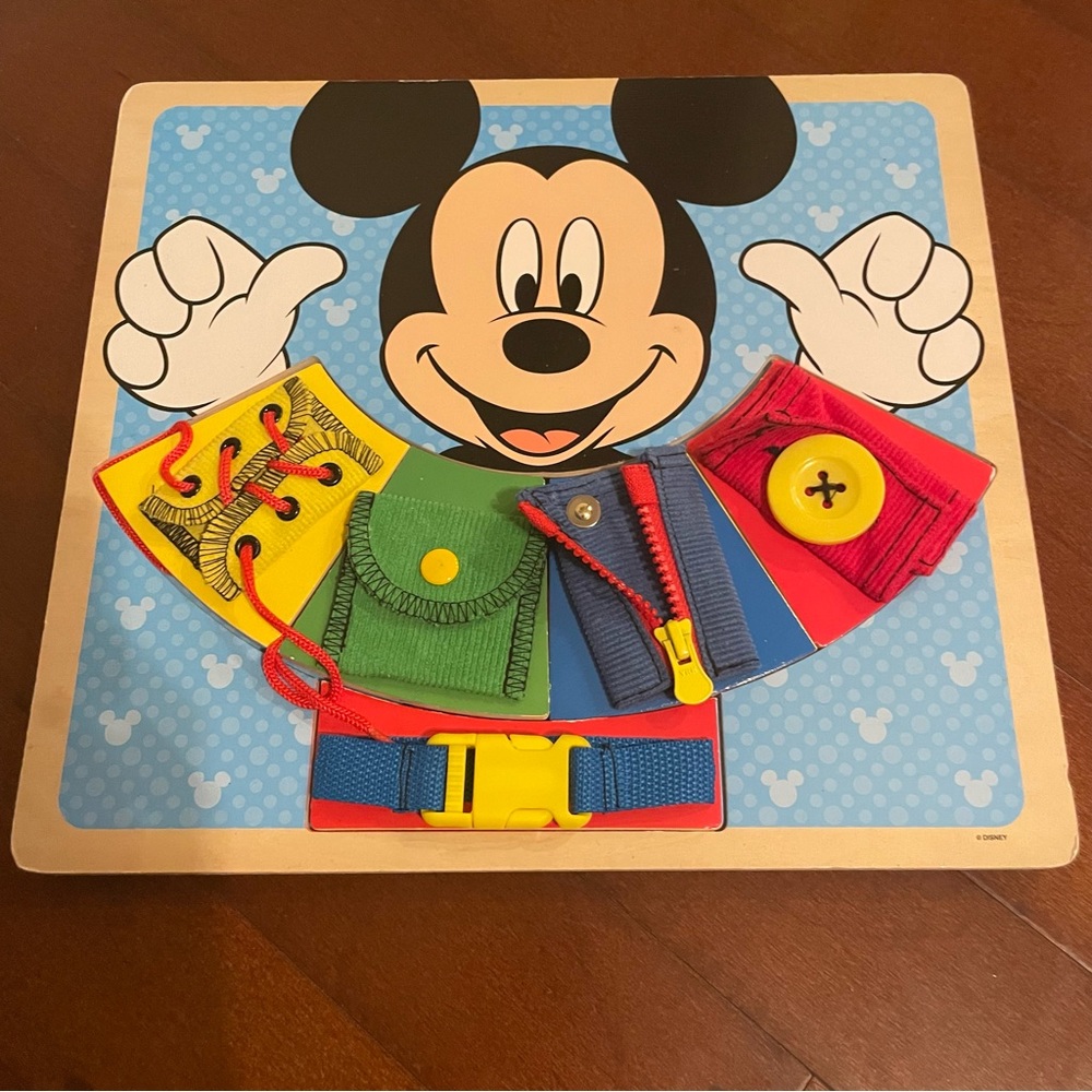 Melissa & Doug Mickey Mouse Clubhouse Wooden Basic Skills Board - Zip, Lace, Tie